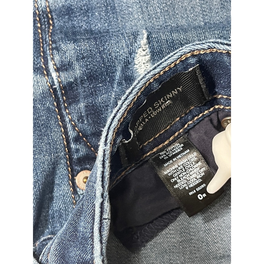 Express Stella Low Rise Cropped Skinny Jeans Blue Distressed Denim Womens 0R - Picture 8 of 14